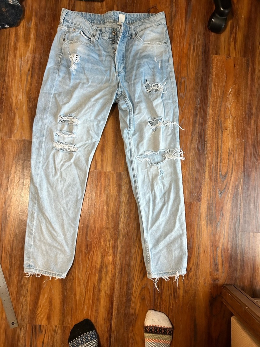 H&M Light Blue Distressed Skinny Jeans